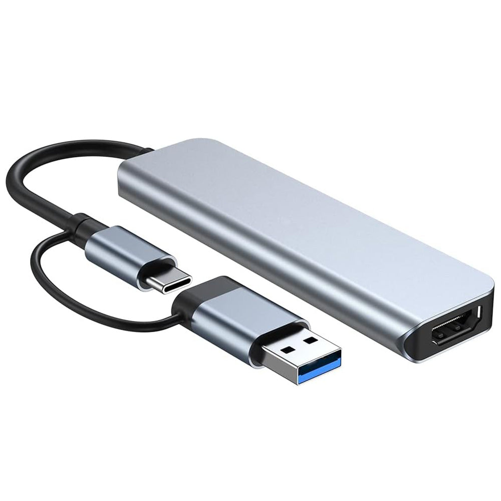 USB / USB-C Hub Techsuit H7 DataBridge, 5in1, Grau
