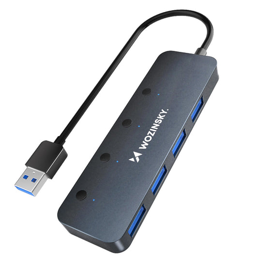 USB-Hub WZK WHS080YSS, 4 x USB-A 3.0, Grau