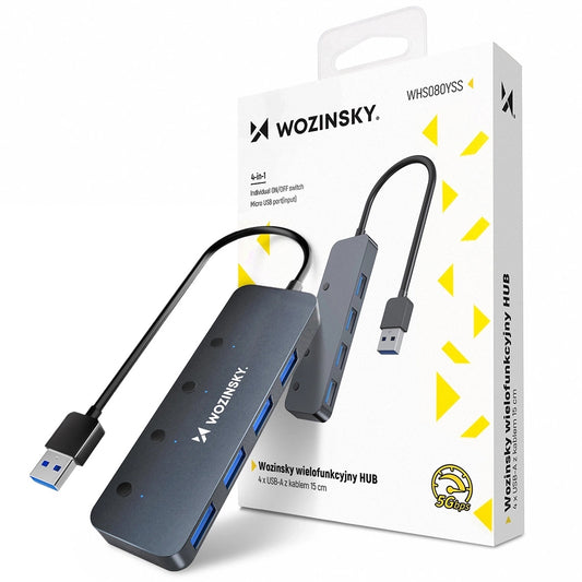 USB-Hub WZK WHS080YSS, 4 x USB-A 3.0, Grau