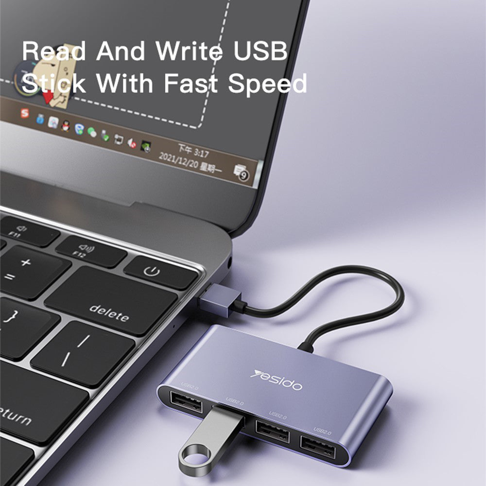 USB-Hub Yesido HB12, 4in1, Grau