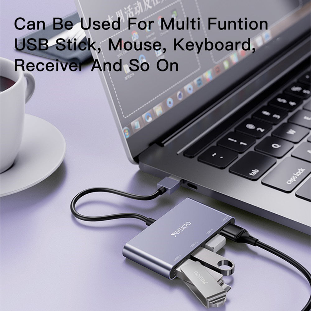 USB-Hub Yesido HB12, 4in1, Grau