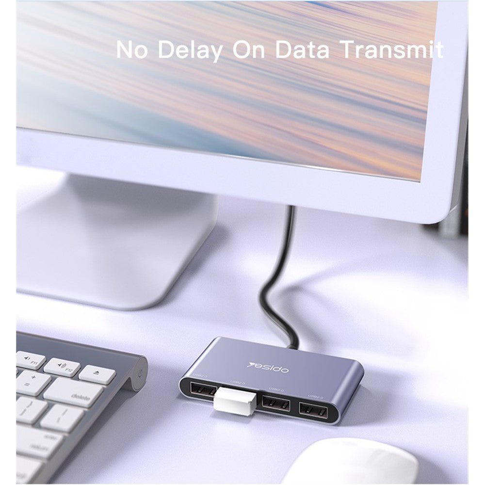 USB-Hub Yesido HB12, 4in1, Grau