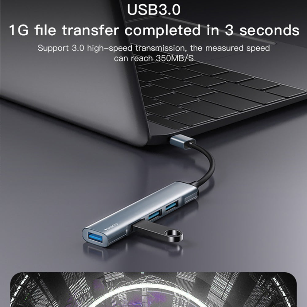 Hub USB Yesido HB18, 4en1, Gris