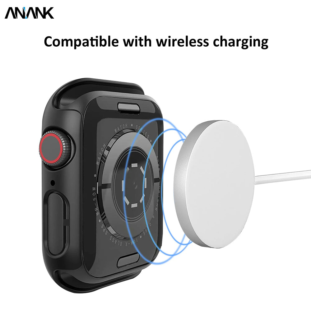 Anank Screen Guard Hülle für Apple Watch Series 7 41mm, Schwarz