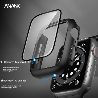 Anank Screen Guard Hülle für Apple Watch Series 7 45mm, Schwarz