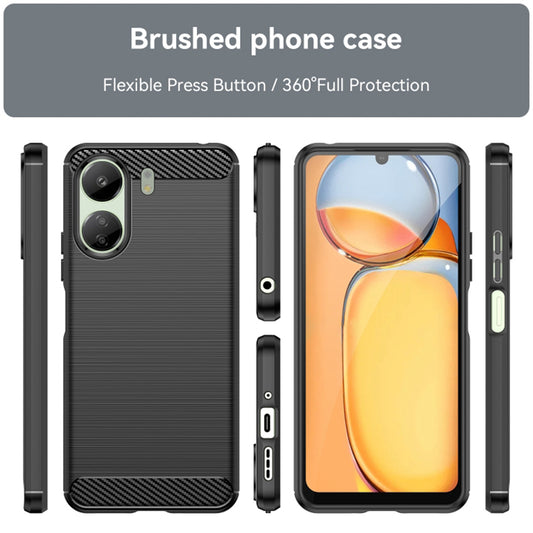 Étui avec Protection Caméra pour Xiaomi Poco C65 / Redmi 13C, Techsuit, Carbone, Noir
