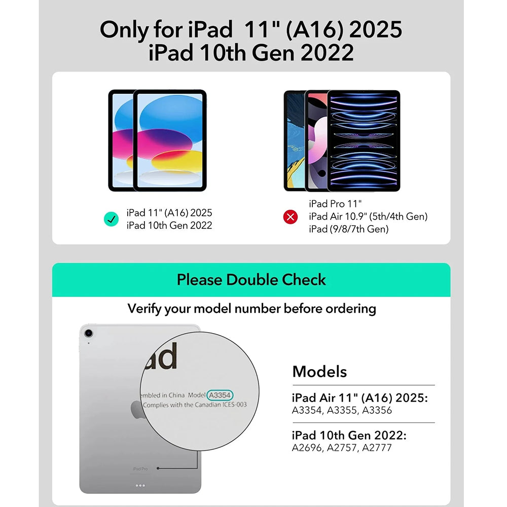 Étui avec Clavier pour Apple iPad (2025) / (2022), ESR, Rebound, Blanc