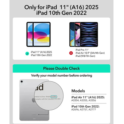 Étui avec Clavier pour Apple iPad (2025) / (2022), ESR, Rebound, Blanc