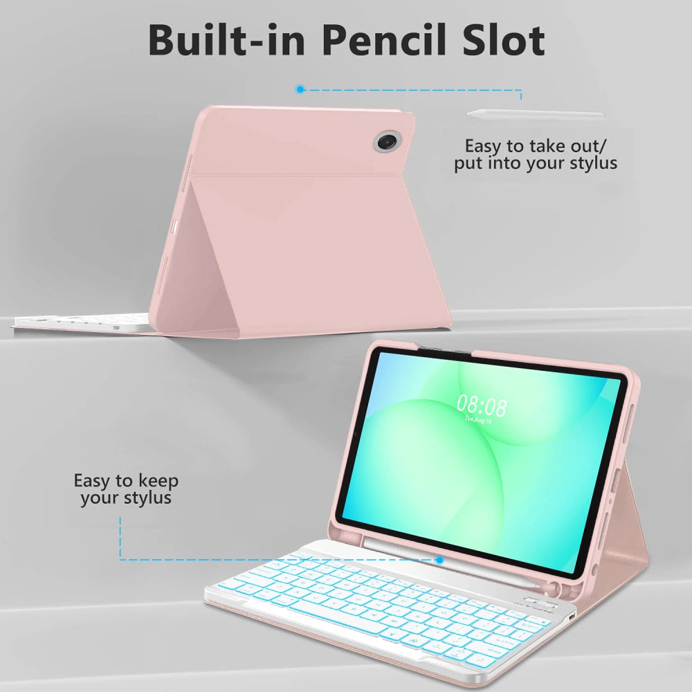 Étui avec clavier pour Samsung Galaxy Tab A11+ / Tab A9+, Tech-Protect, SC PEN, Rose