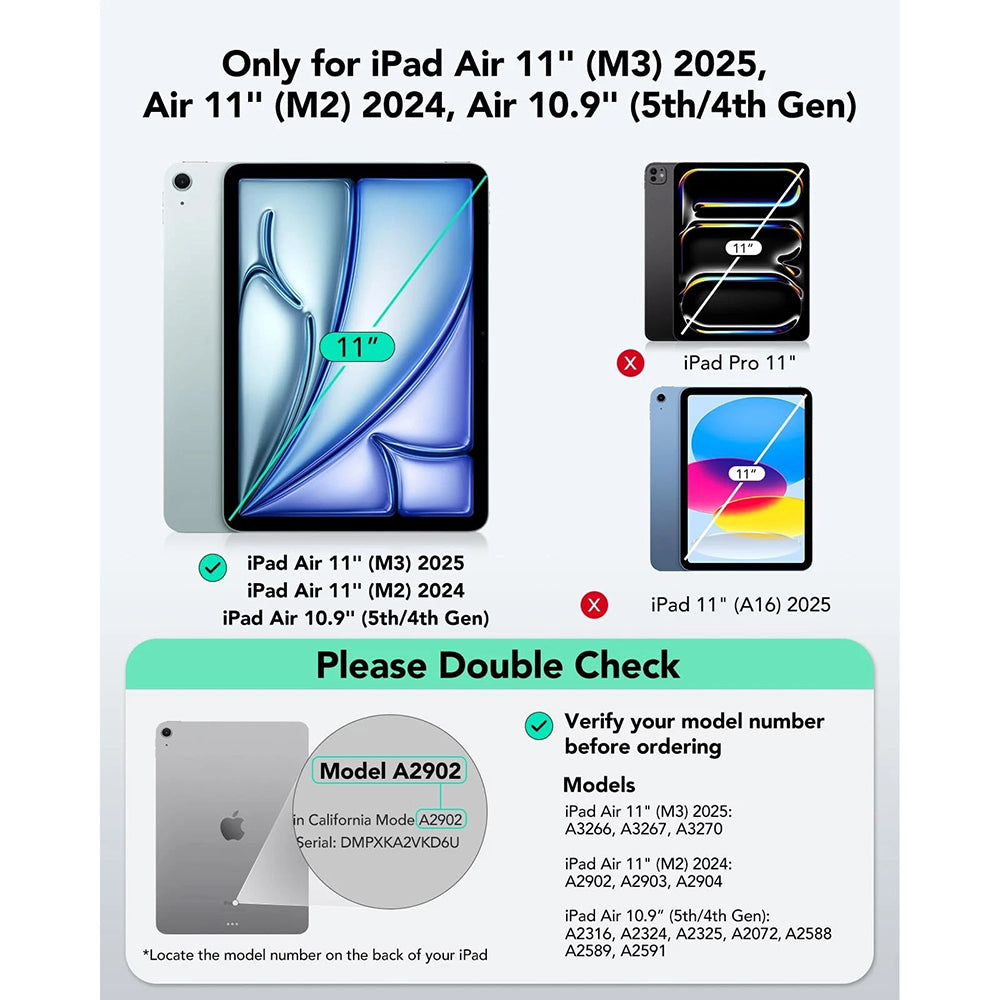 Tastaturhülle für Apple iPad Air 11 (2026) / iPad Air 11 (2025) / Air 11 (2024) / Air (2022) / Air (2020), ESR, Flex, Grau