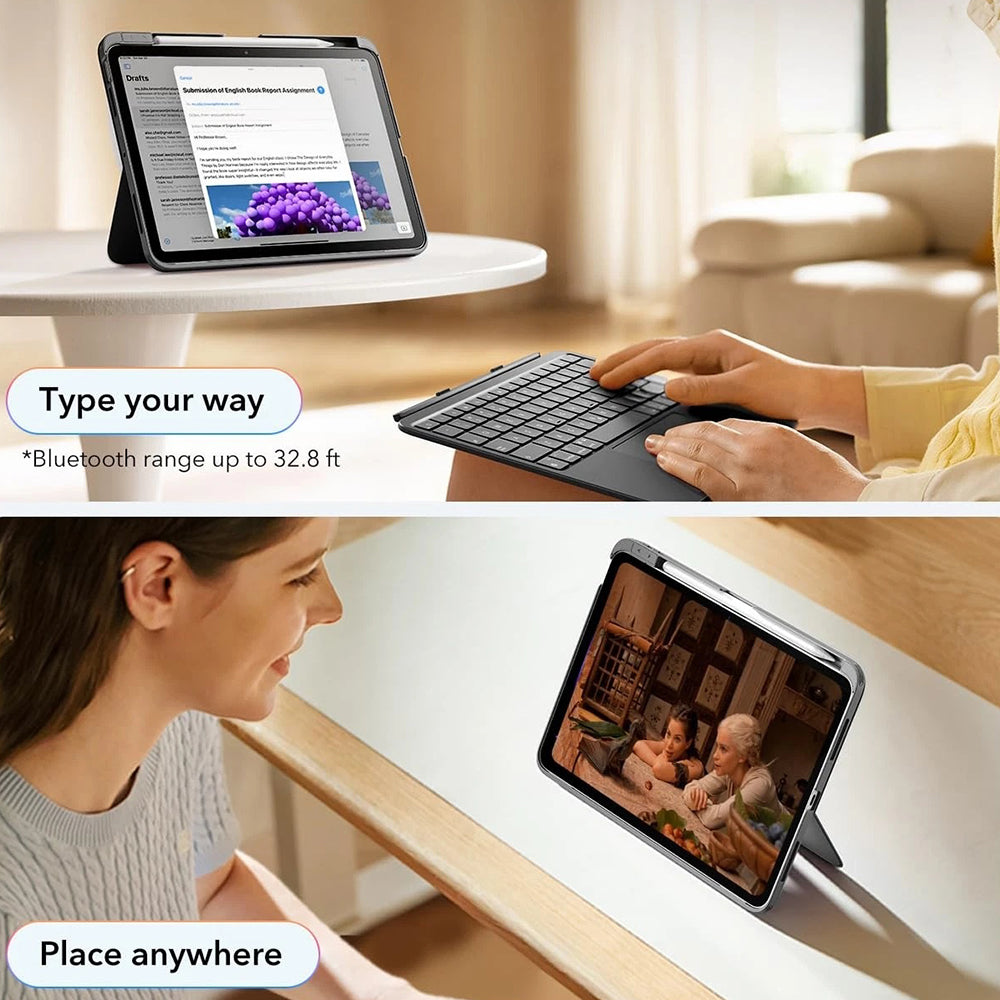 Tastaturhülle für Apple iPad Air 11 (2026) / iPad Air 11 (2025) / Air 11 (2024) / Air (2022) / Air (2020), ESR, Flex, Grau