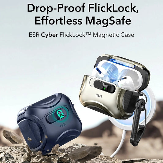 ESR Cyber FlickLock Hülle für Apple AirPods Pro 3, Blau