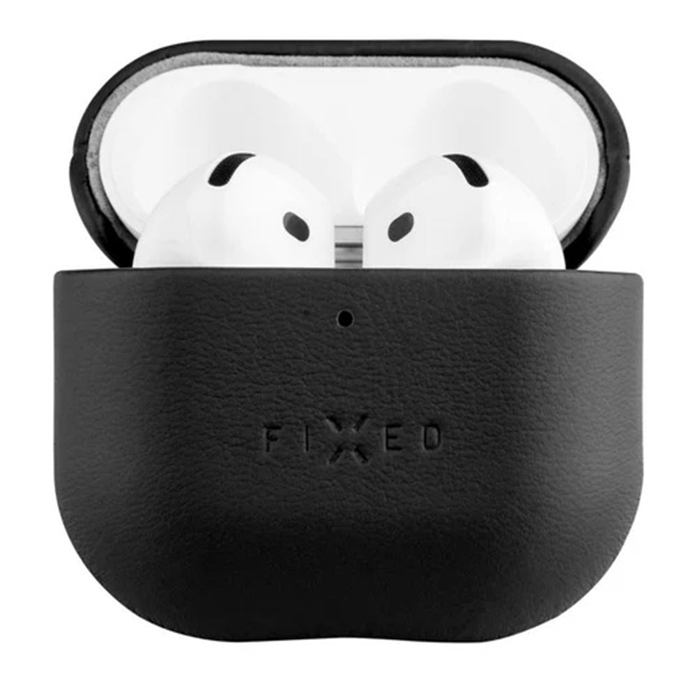 Hülle Fixed PodsLeather für Apple AirPods 4, Schwarz