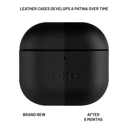 Hülle Fixed PodsLeather für Apple AirPods 4, Schwarz