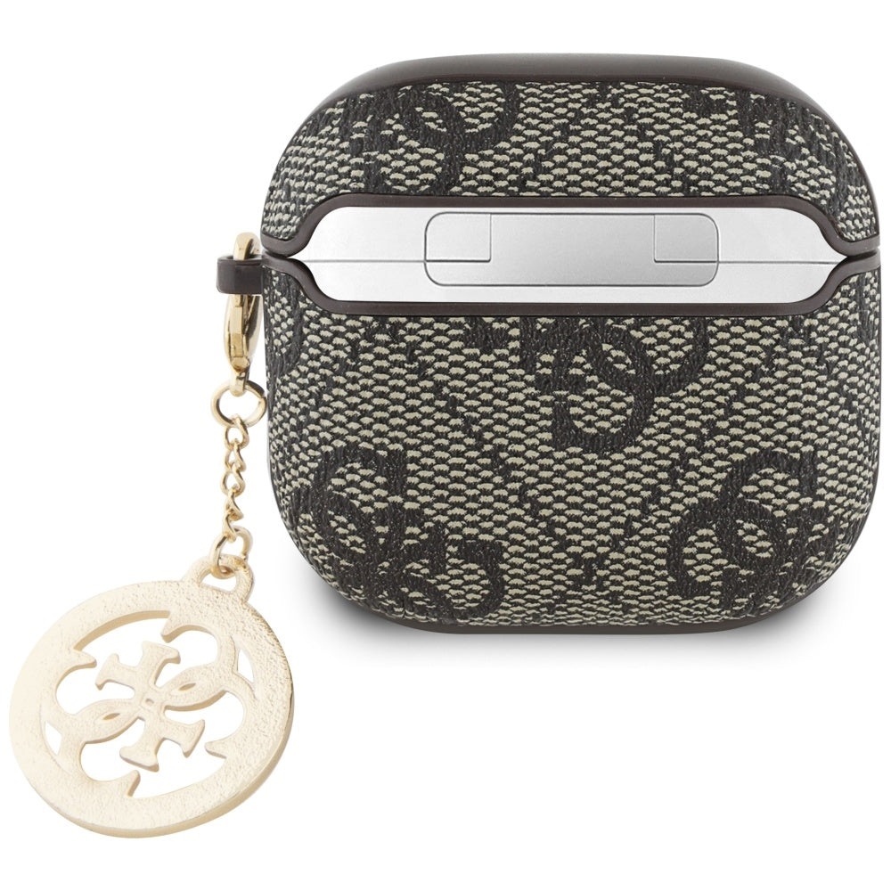 Étui Guess 4G Strass Charm pour Apple AirPods 4, Marron