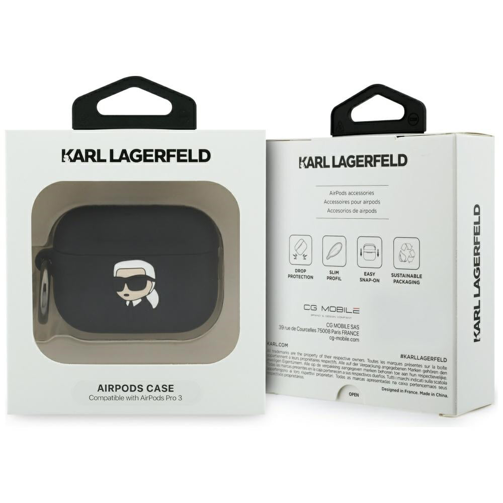 Karl Lagerfeld 3D Karl's Head Case for Apple Airpods Pro 3, Black