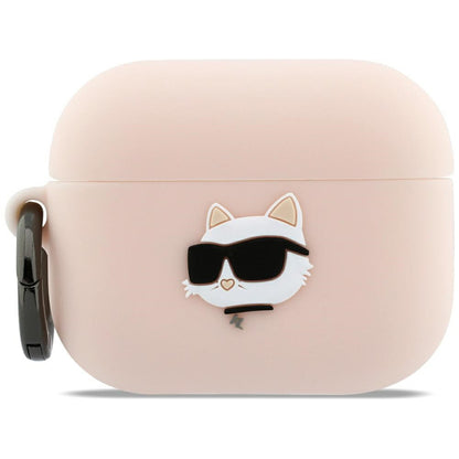 Étui Karl Lagerfeld Silicone Tête de Choupette 3D pour Apple AirPods Pro 3, Rose