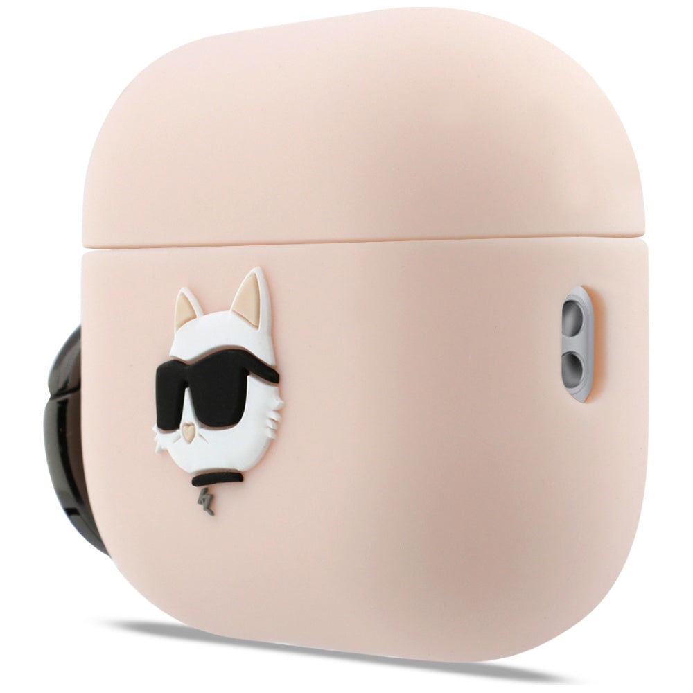 Étui Karl Lagerfeld Silicone Tête de Choupette 3D pour Apple AirPods Pro 3, Rose