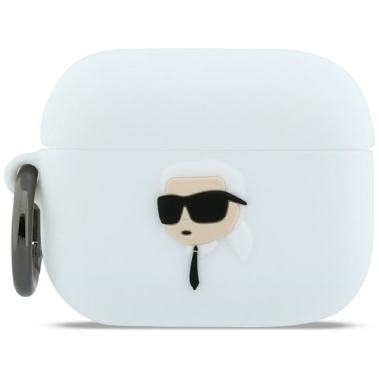 Étui Karl Lagerfeld 3D Tête de Karl pour Apple AirPods Pro 3, Blanc