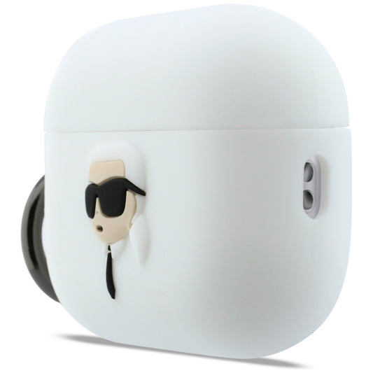 Étui Karl Lagerfeld 3D Tête de Karl pour Apple AirPods Pro 3, Blanc