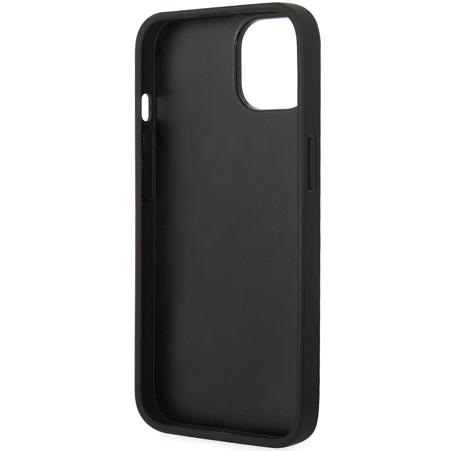 Hülle für Apple iPhone 14 Plus, Karl Lagerfeld, Saffiano Monogram Metall-Logo, Schwarz