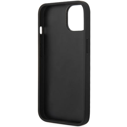 Hülle für Apple iPhone 14 Plus, Karl Lagerfeld, Saffiano Monogram Metall-Logo, Schwarz
