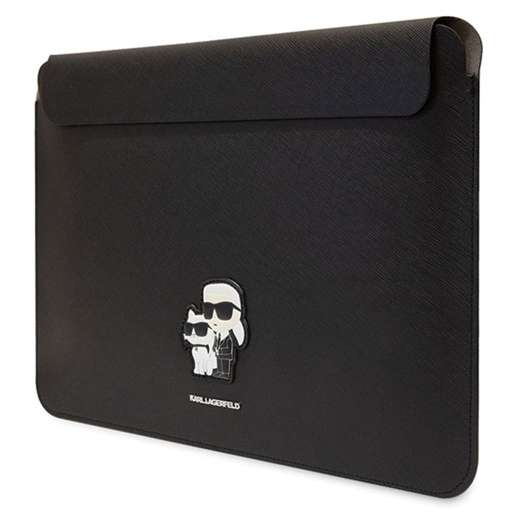 Karl Lagerfeld Saffiano Hülle für 14 Zoll Laptop, Schwarz