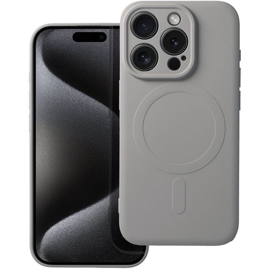 Coque MagSafe pour Apple iPhone 15 Pro Max, OEM, Silicone Mag, Gris