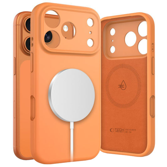 MagSafe Hülle für Apple iPhone 17 Pro Max, Tech-Protect, Silikon, Orange