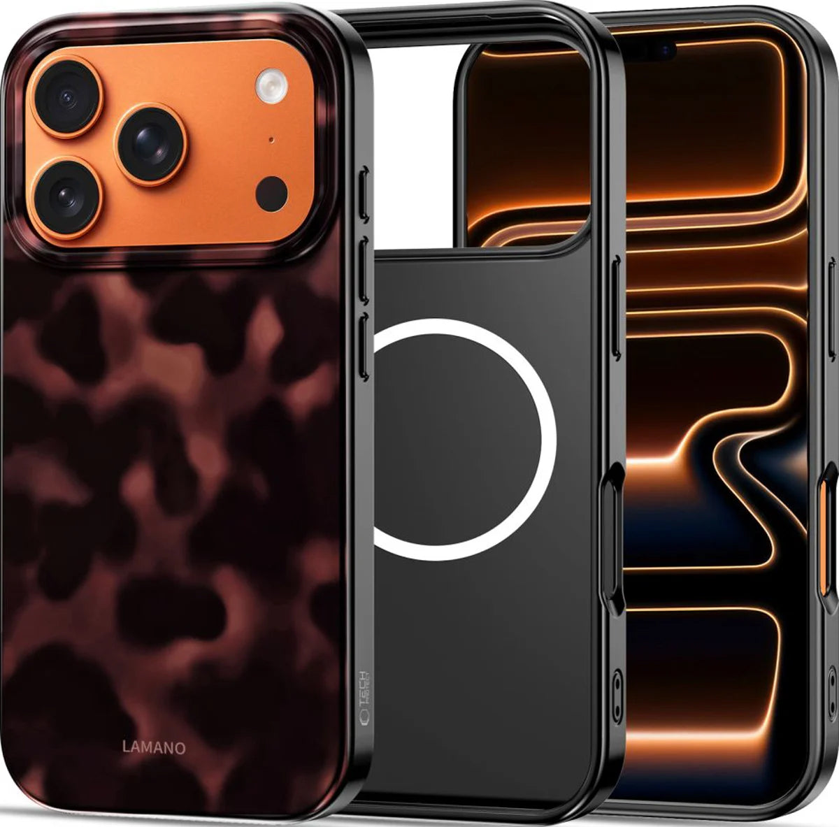 Coque MagSafe pour Apple iPhone 17 Pro, Tech-Protect, Lamano Panther, Noire