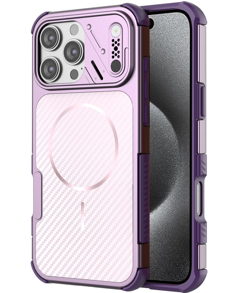 Coque MagSafe pour Apple iPhone 16 Pro, OEM, Protection en carbone et coins, Violet