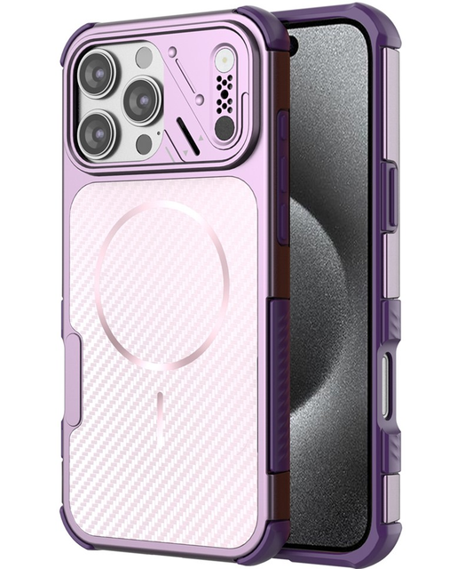 Coque MagSafe pour Apple iPhone 16 Pro Max, OEM, Protection en carbone et aux coins, Violet
