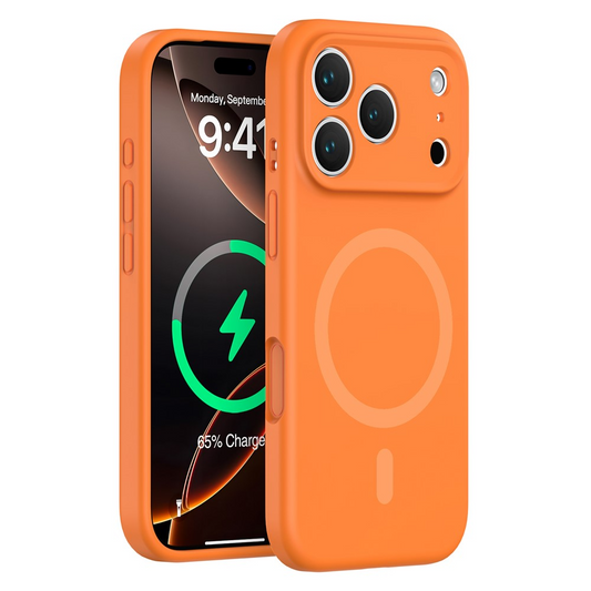 Coque MagSafe pour Apple iPhone 17 Pro Max, OEM, Silicone Liquide, Orange