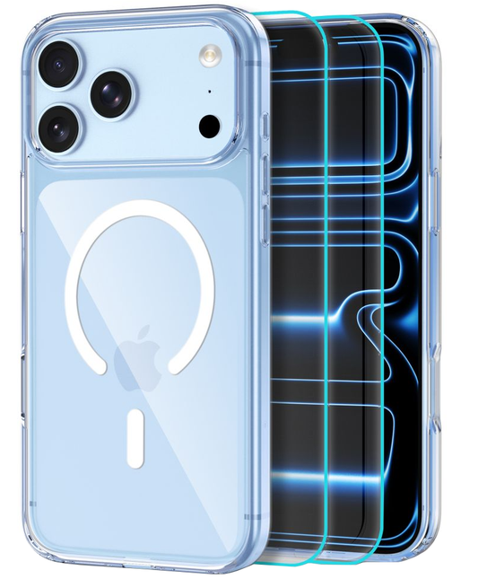 Coque MagSafe pour Apple iPhone 18 Pro / 17 Pro, Tech-Protect, Flexair Hybrid avec protecteur d'écran, Transparente