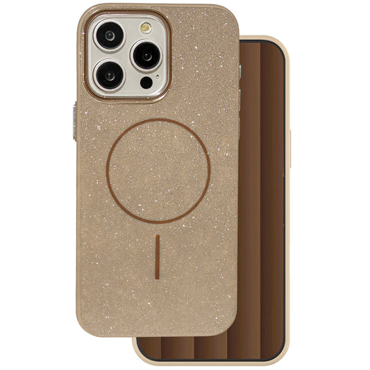 Coque MagSafe pour Apple iPhone 15 Pro, OEM, Glitter Thin Mag, Marron
