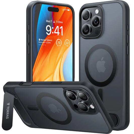MagSafe Hülle für Apple iPhone 16 Pro, Torras, Pstand, Schwarz