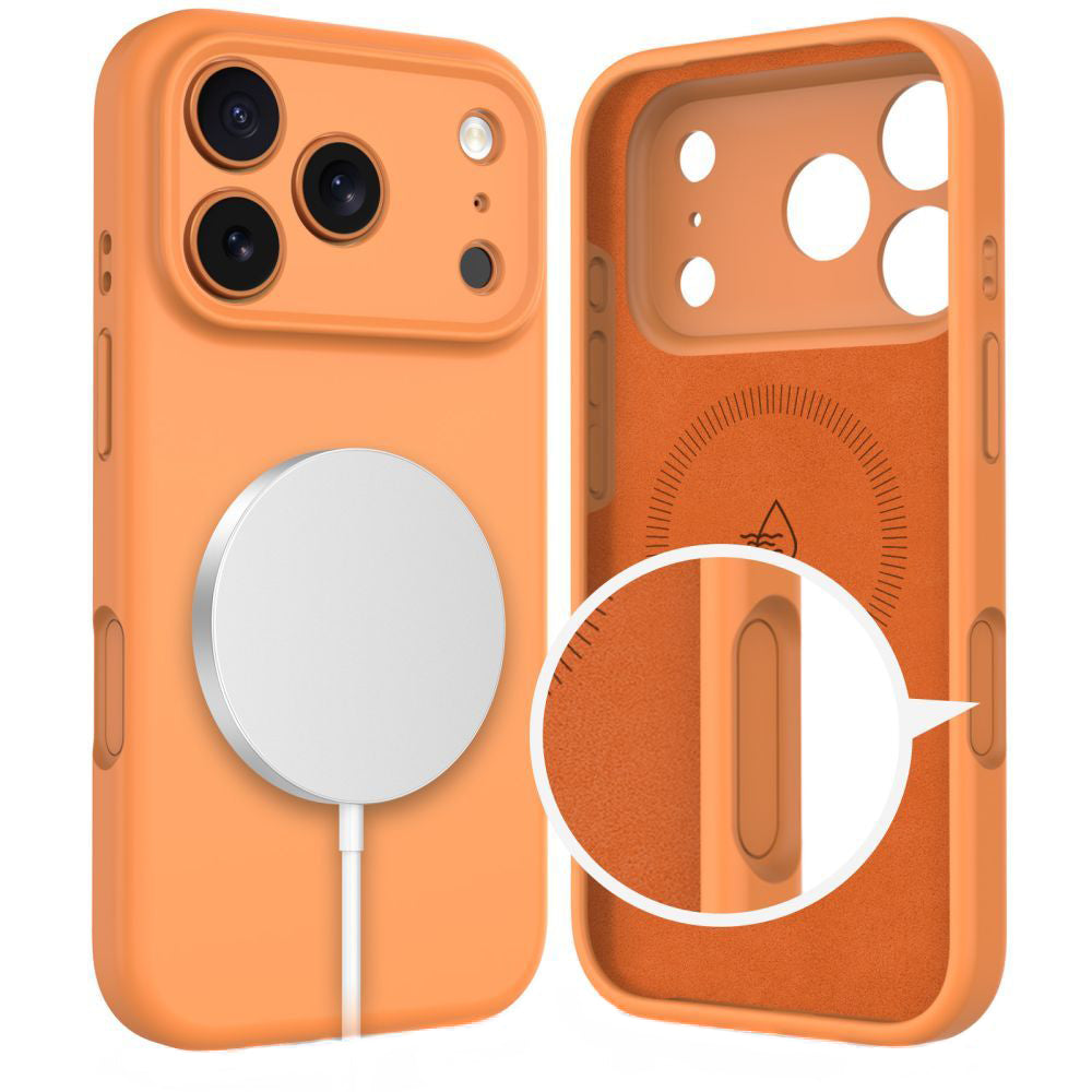 MagSafe Hülle für Apple iPhone 17 Pro Max, Tech-Protect, Silikon, Orange