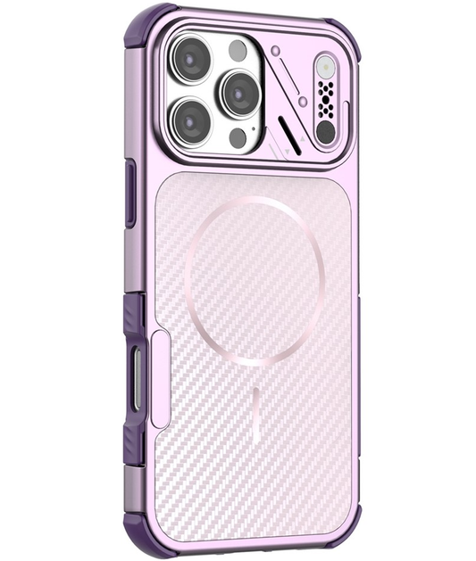 Coque MagSafe pour Apple iPhone 16 Pro Max, OEM, Protection en carbone et aux coins, Violet