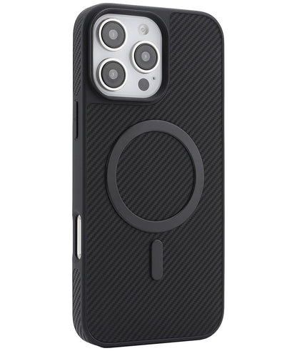 Coque MagSafe pour Apple iPhone 16 Pro, OEM, Anneau Métallique en Carbone, Noire