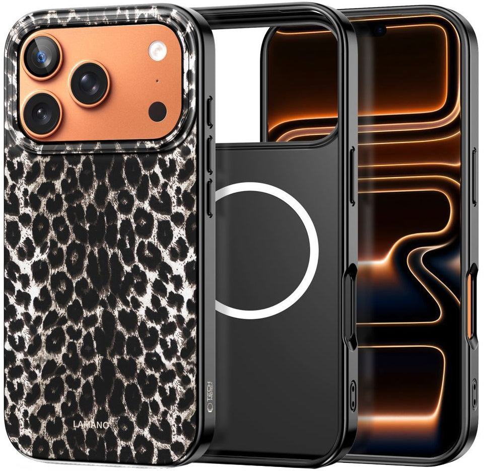 Étui MagSafe pour Apple iPhone 17 Pro, Tech-Protect, Lamano Leopard, Noir