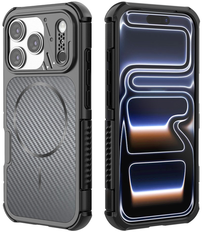 Coque MagSafe pour Apple iPhone 18 Pro / 17 Pro, OEM, Protection en carbone et coins, Noire