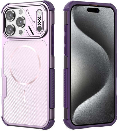 Coque MagSafe pour Apple iPhone 16 Pro, OEM, Protection en carbone et coins, Violet