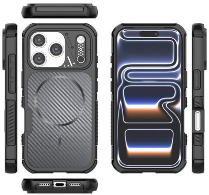 Coque MagSafe pour Apple iPhone 18 Pro / 17 Pro, OEM, Protection en carbone et coins, Noire