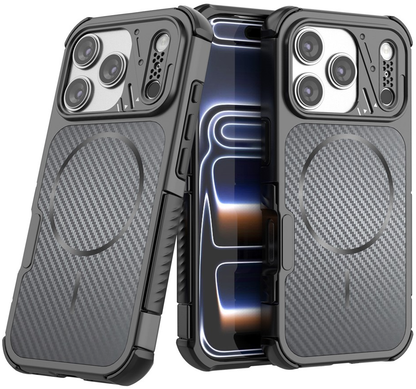 Coque MagSafe pour Apple iPhone 18 Pro / 17 Pro, OEM, Protection en carbone et coins, Noire