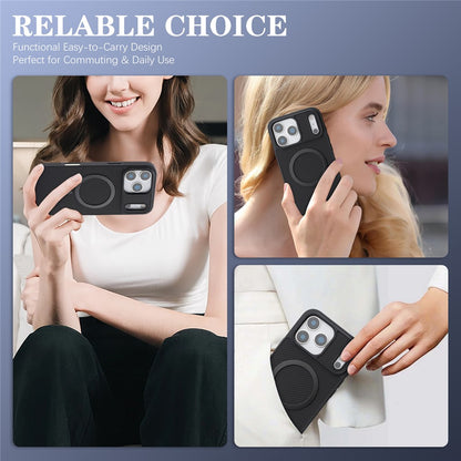 Coque MagSafe pour Apple iPhone 17 Pro, OEM, Anneau Métallique en Carbone, Noire