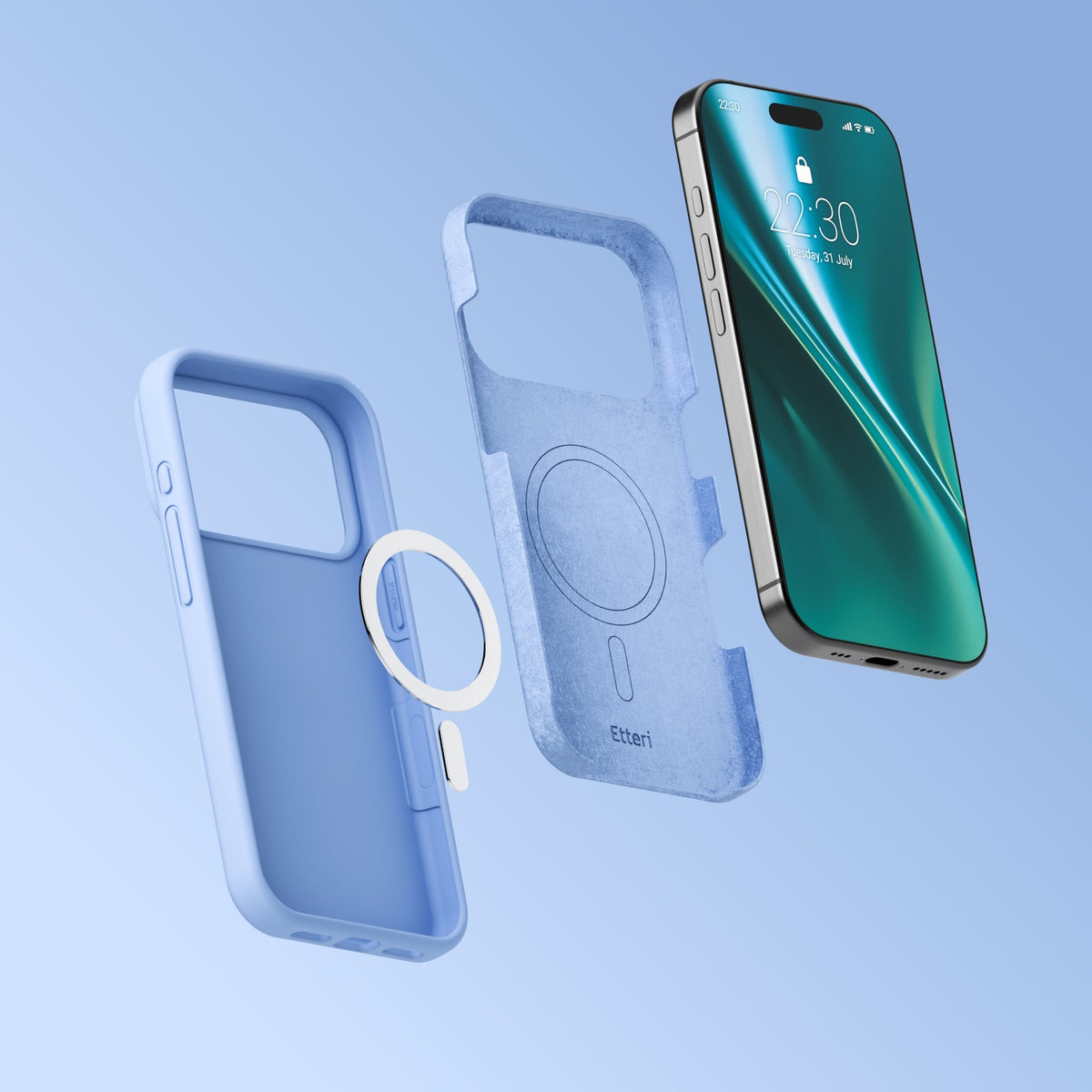 Coque MagSafe pour Apple iPhone 18 Pro Max / 17 Pro Max, Etteri, Silicone Mag, Bleue