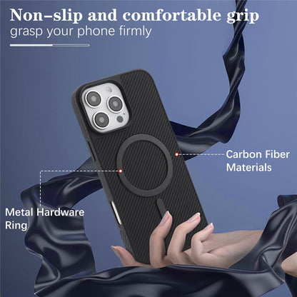 Coque MagSafe pour Apple iPhone 16 Pro Max, OEM, Anneau Métallique en Carbone, Noire
