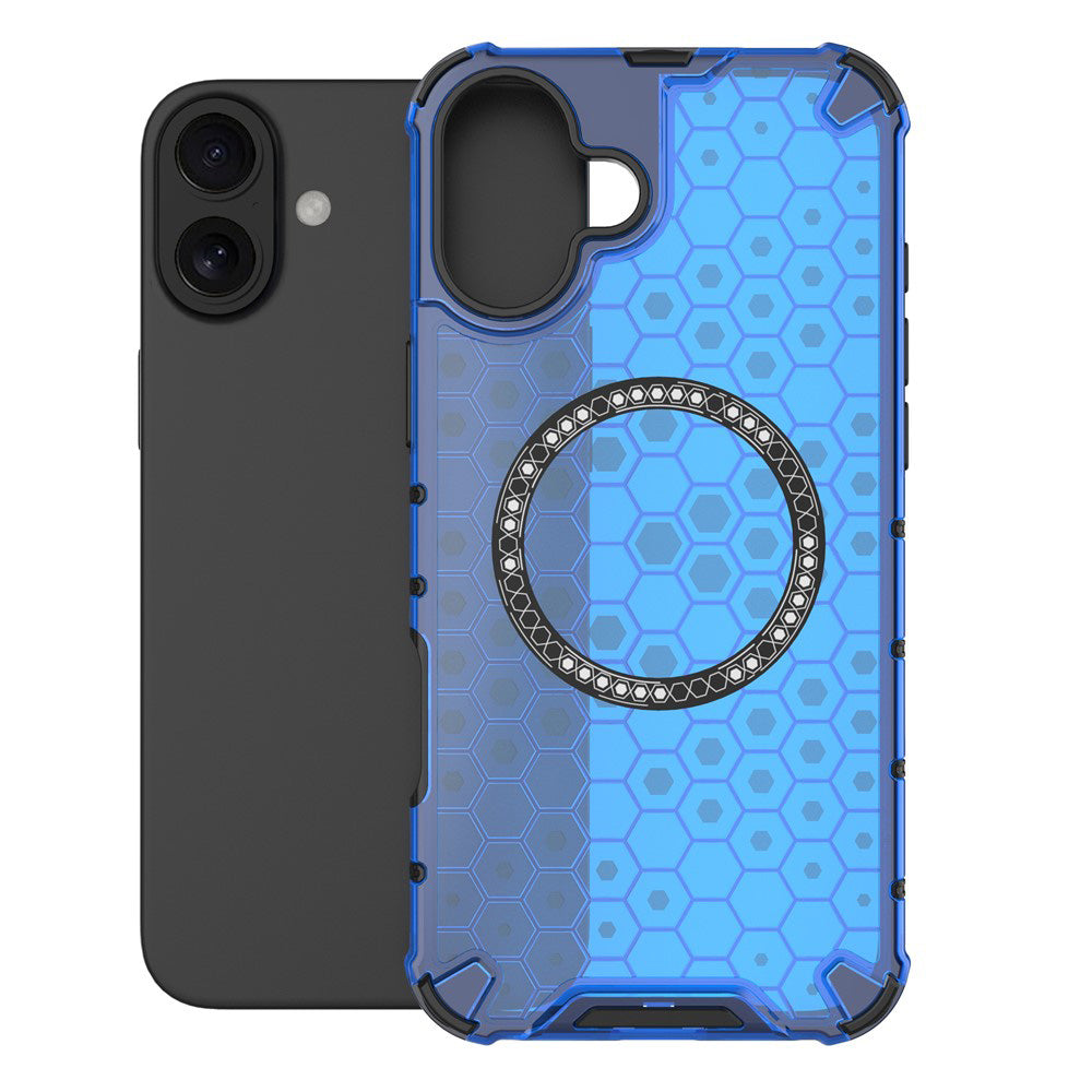 MagSafe-Hülle für Apple iPhone 16, Techsuit, HoneyComb Shield, Blau