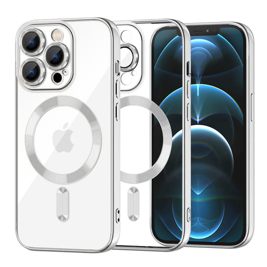 Coque MagSafe pour Apple iPhone 12 Pro Max, Techsuit, Luxury Crystal, Argentée