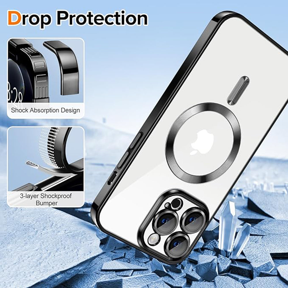 Coque MagSafe pour Apple iPhone 12 Pro Max, Techsuit, Luxury Crystal, Noire